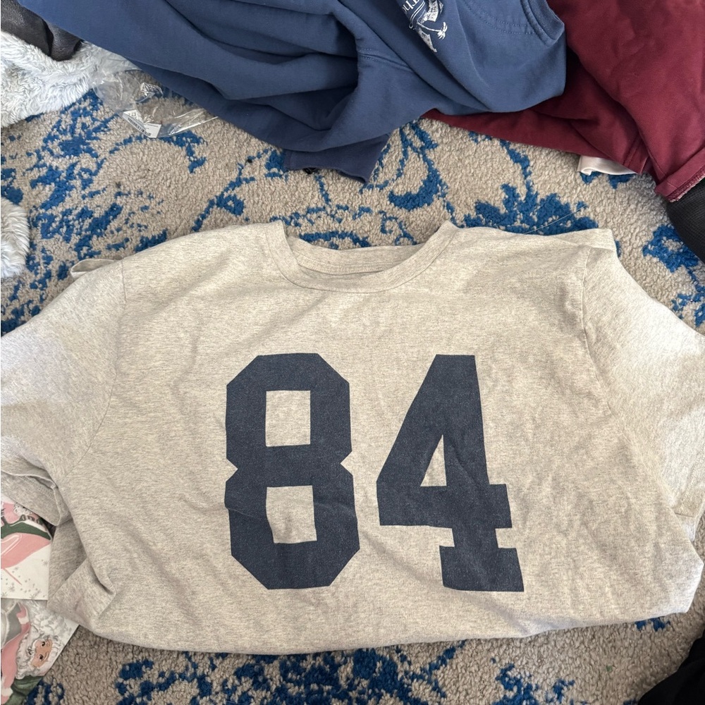 Brandy Melville Heather Gray T-Shirt With 84 on it